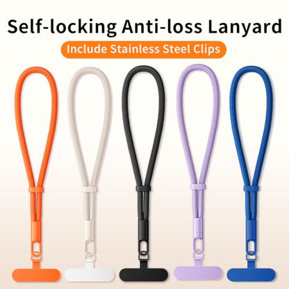 saxsion Lanyard for Phone, Self-Locking Phone Wrist Strap with 0.4mm Ultra-Thin Clip & 360° Hook, Anti-Drop Strap (Black) - color: Black