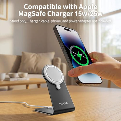 MagSafe Charger Stand Compatible with Apple MagSafe Charger 15W/25W, Aluminum Desktop Dock for iPhone 17/16/15/14/13/12, Portrait & Landscape Viewing, Cable Slot, Charger Not Included, Grey - color: Gray