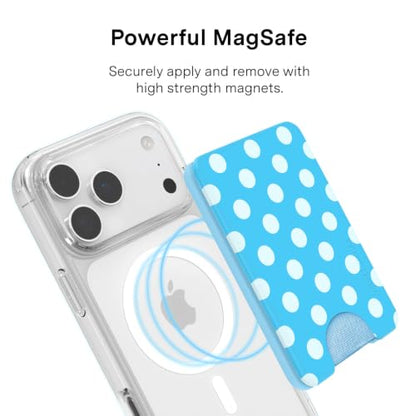 VELVET CAVIAR compatible with MagSafe Wallet - Magnetic Card Holder - color: Aquamarine Polka Dot