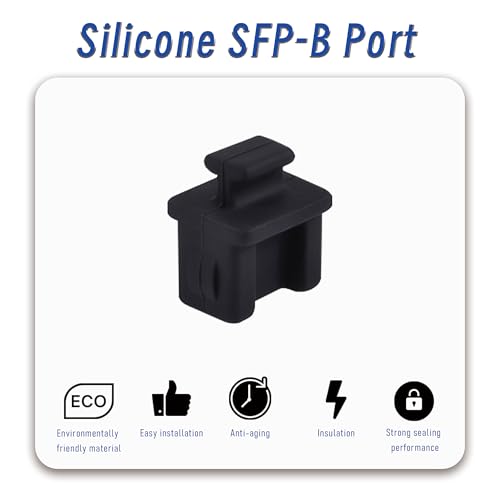 5 PCS SFP-B Port Anti-dust Plugs, Silicone Covers Caps Stoppers, Port Protector for Ethernet SFP Port, 0.55 x 0.47 x 0.67 (LxWxH) - size: SFP-B/Black/5 PCS