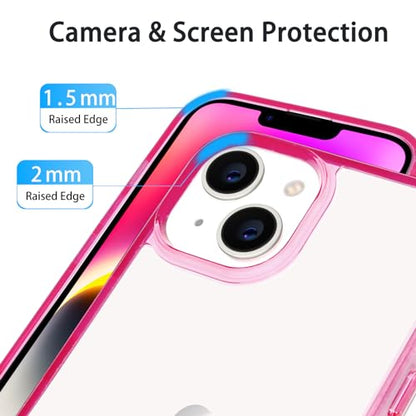 JJGoo Compatiable with iPhone 14 Case Clear, Transparent Shockproof Phone Case, Slim Anti-Scratch Hard PC Back Protective Cover Bumper, Transparent Pink - color: Transparent Pink