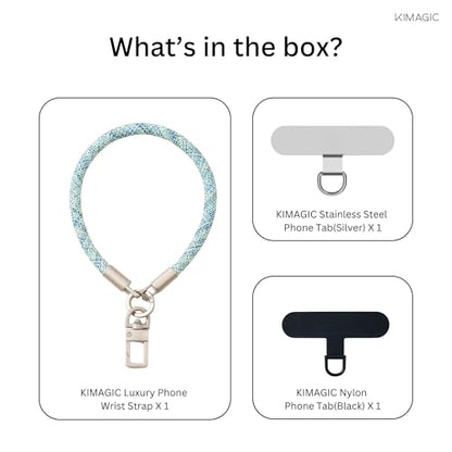 KIMAGIC Korean Dopamine Phone Wrist Strap - Handmade Thickened Phone Lanyard, Anti-Drop Hands-Free Charm - color: 07 Premium Sage Green