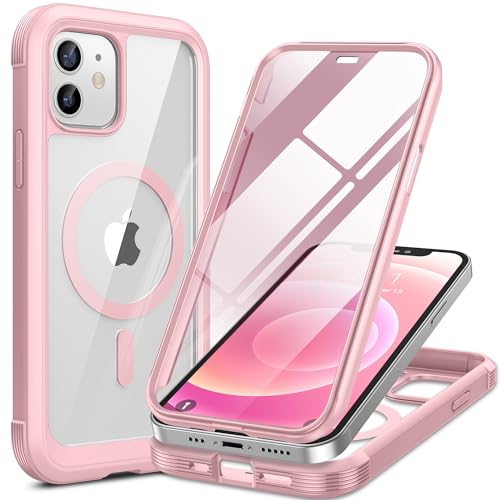 Miracase Magnetic for iPhone 12 mini Case, [360 Full-Body Protection & Complete Camera Guard], Drop & Scratch-Resistant, Shockproof, Stylish Clear iPhone Case, iPhone 12 mini Cover, Gray Pink - color: Magnetic Pink, size: iPhone 12 Mini
