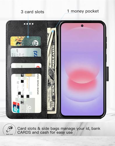 Feitenn for Samsung Galaxy A37 5G (6.7") Case Wallet 2026 with 4 Card Holders Kickstand, PU Flip Leather Magnetic Closure Folio Shockproof Protective Cover, Black - color: Black, size: Samsung Galaxy A37 5G