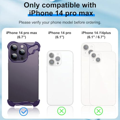 Frameless Phone Case Crafted for iPhone 14 Pro Max Purple - color: Aluminum Purple, size: iPhone 14 Pro Max