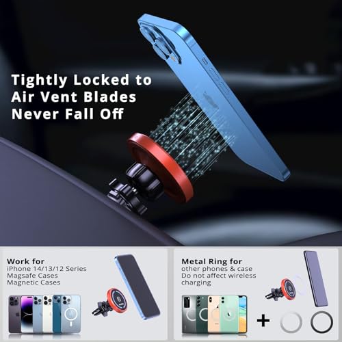 OHLPRO for MagSafe Car Mount Charger iPhone Wireless Car Charger, Red - color: Red