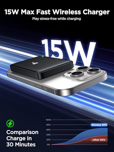 for Magsafe Portable Charger, 10000mAh 15W Wireless Magnetic Power Bank, 20W PD Fast Charging Magsafe Battery Pack with USB-C Cable, Wireless Portable Charger for iPhone 17/16/15/14/13/12 Series - size: 10000mAh