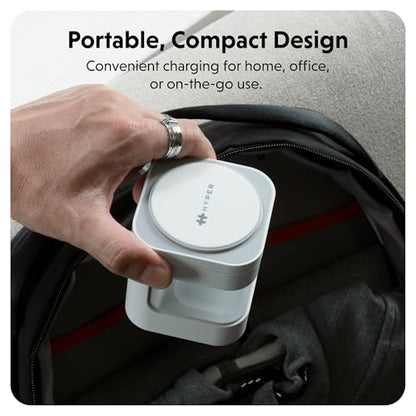 HyperJuice 3-in-1 Wireless Charger Qi2 Magnetic Stand — Fast Charger for iPhone, Apple Watch, Airpods, & Qi Compatible Devices — Compact and Adjustable 3 in 1 Design - style: 3-in-1