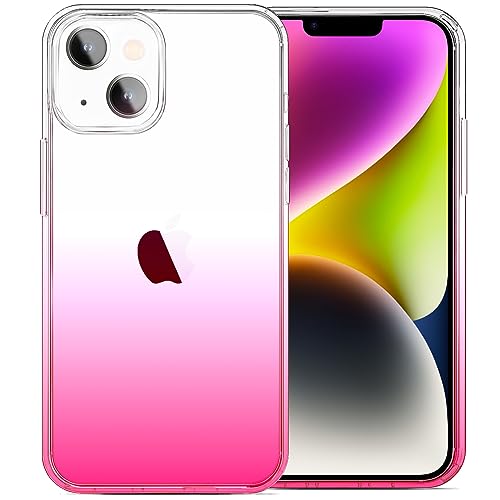 JJGoo Compatible with iPhone 14 Case Clear, Soft Shockproof Protective Slim Thin Phone Bumper Cover Transparent Phone Case, Gradient Pink - color: Gradient Pink