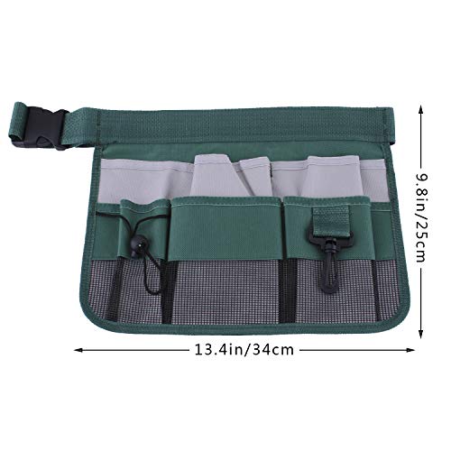 Gardening Tool Waist Bag Belt Heavy Duty Oxford Tool Apron with 7 Pockets of Different Sizes and Depth (Green) - color: Green