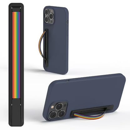 SleekStrip SleekGrip-Essential Ultra Thin Phone Grip Stand,Slim Metal Finger Loop Ring Hand Holder Strap Cell Phone Grips for iPhone 16 Pro Max,17 Air,Android,Case Back - Black x Rainbow Pride - color: Matte Black x Rainbow Pride
