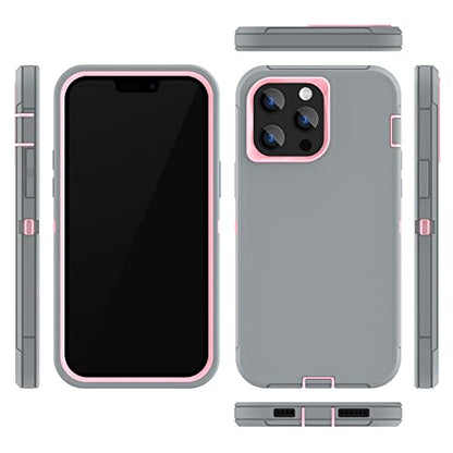Sansunto Case for iPhone 13 Pro, Heavy Duty Shockproof iPhone 13 Pro Protective Case, Silicone Rubber Cover for Men & Women, Rugged Hybrid Phone Cases for iPhone13Pro in 6.1 Inch (Grey/Pink) - color: Grey/Pink