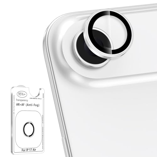 for iPhone Air Camera Lens Protector, Individual Metal Ring Tempered Glass Lens Cover,[Strong Adsorption] Scratch Resistant Thin HD Clear Lens Cover,1 Set-Slivery Ring
