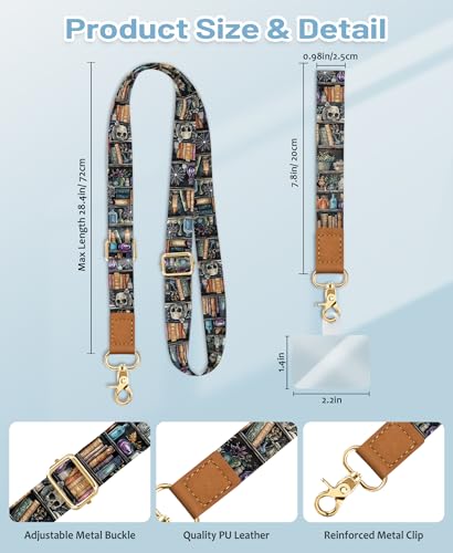 Yonlevres Phone Lanyard Crossbody Strap Wrist Neck Adjustable Women Goth - color: Bookshelf Goth
