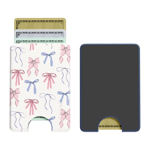 Casely MagWallet | Coquette Girlie | Pastel Bows | Slim Wallet Card Holder | Compatible with MagSafe | Soft-Touch Hard Silicone | Holds Up to 3 Cards - color: Coquette Girlie | Pastel Bows