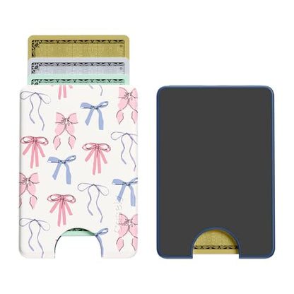 Casely MagWallet | Coquette Girlie | Pastel Bows | Slim Wallet Card Holder | Compatible with MagSafe | Soft-Touch Hard Silicone | Holds Up to 3 Cards - color: Coquette Girlie | Pastel Bows
