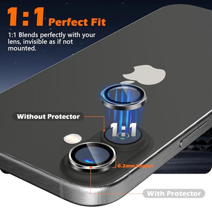 imluckies for iPhone 16 / iPhone 16 Plus/iPhone 17 Camera Lens Protector, AR+AF Tempered Glass 9H Anti-Scratch Metal Individual Lens Cover, HD Clear Camera Accessories, Case Friendly - Black - color: Black