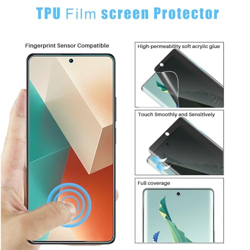 [2+2pack For Xiaomi Redmi Note 13 Pro+ Flexible Privacy Screen Protector(Not Tempered Glass) and Camera Lens Screen Protector,Anti-Spy Flexible TPU Film,Easy Installation