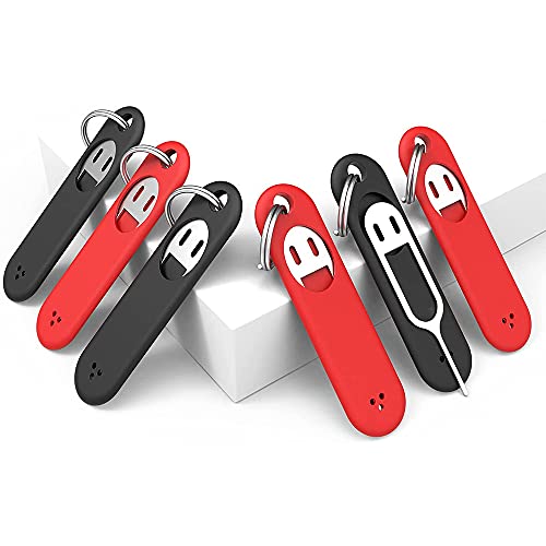 6Pcs SIM Card Removal Tool-Sim Card Tray Pin Eject Removal Tool Needle Opener Ejector,with Removable Key Chain,Black+Red, 500169860A1