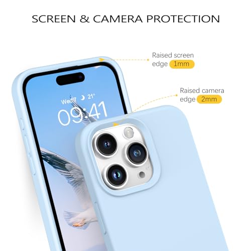 GUAGUA Compatible with iPhone 15 Pro Max Case 6.7 Inch Liquid Silicone Soft Gel Rubber Slim Microfiber Lining Cushion Texture Cover Shockproof Protective Case for iPhone 15 Pro Max, Light Blue - color: Light Blue, size: iPhone 15 Pro Max