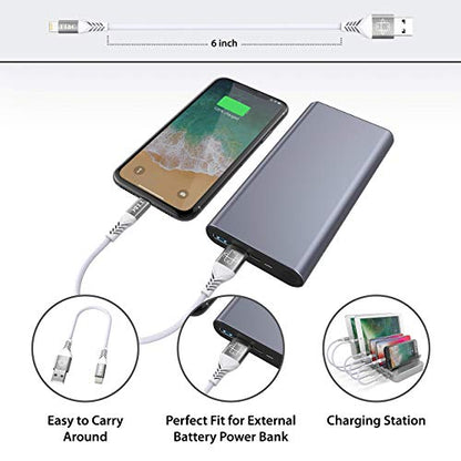 TT&C Short Phone Cable 6 inch Charger Sync and Charging Data Cord for iPhone 14/14 Pro/ 14 Pro Max/ 13/13 Pro / 12/11/ Xs/Xs Max/Xr/X/ 8 Plus/iPad (White)