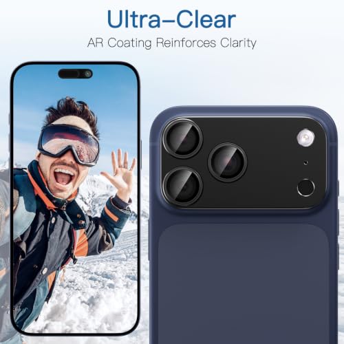 [2 Pack Camera Lens Protector for iPhone 17 Pro Max,9H Tempered Glass,Aviation Aluminum Plate Cover,Night Circle,No Bubble,HD Clarity,Case Friendly,Easy Installation-Black - size: for iPhone 17 Pro Max
