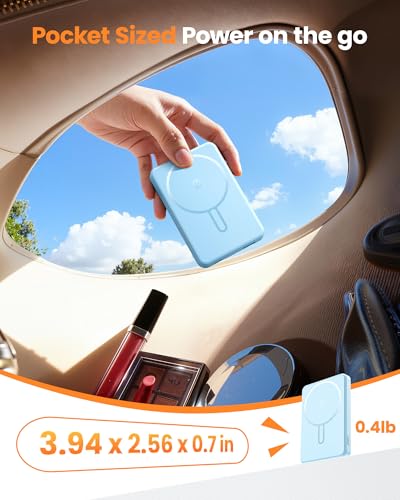 for Magsafe Battery Pack 12000mAh Magnetic Power Bank Portable Charger USB C 20W Fast Charging Wireless Charger Travel Essential for iPhone 17/6/15/14/13/12 Series Sierra Blue - color: Sierra Blue