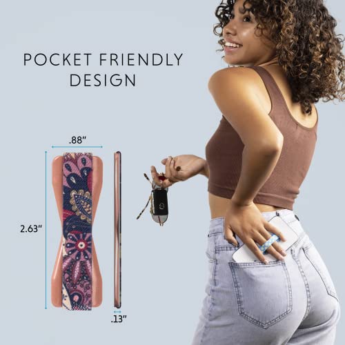 LOVEHANDLE Universal Phone Grip - Rose Paisley, Mauve Base