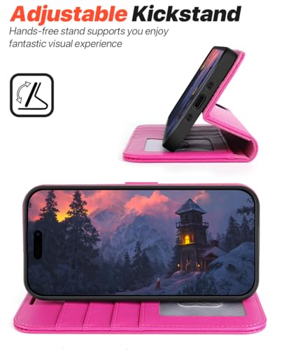 OCASE for iPhone Air Detachable Wallet Case with Card Holder, 2 in 1 PU Leather Flip Folio with RFID Blocking Stand Wrist Strap Shockproof Phone Cover 6.5 Inch 2025, Rose - color: Rose, size: iPhone Air