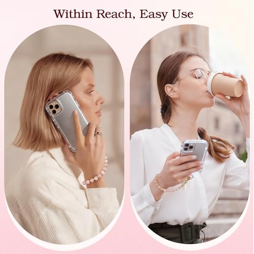 TiMOVO Beaded Phone Wrist Strap, Detachable Lanyard Charm with Tether Tab for CellPhone Case - color: Rose Quartz