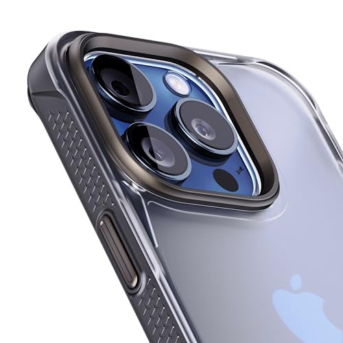 REBEL Clear Case for iPhone 15 Pro [Frosted Series Gen-5] Translucent Matte Texture, Grippy Sides, Non-Yellowing, Protective Shockproof Bumpers, Metal Lens & Buttons, 6.1 Inch Phone 2023 - color: Frosted Black, No MagSafe, size: iPhone 15 Pro