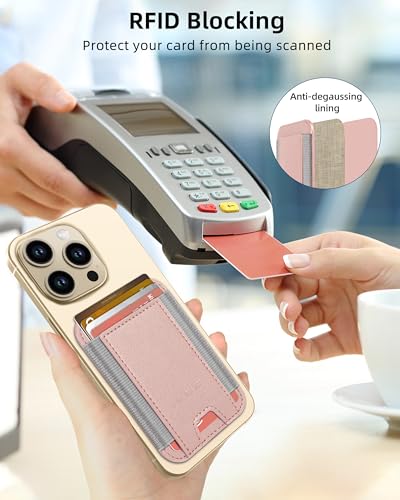 HiWe for MagSafe Wallet, 7 Cards Holder for Phone Case, RFID Blocking - color: Gold Wallet - Grey Band