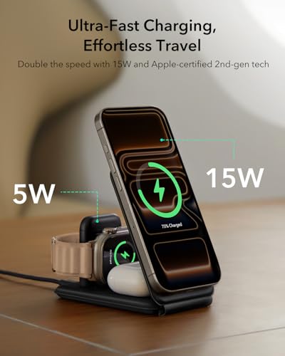 ESR 3 in 1 Wireless Charging Station, for Magsafe Charger Stand - color: Black