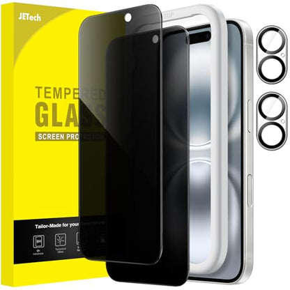 JETech Privacy Screen Protector for iPhone 16, 2+2 Pack - size: iPhone 16