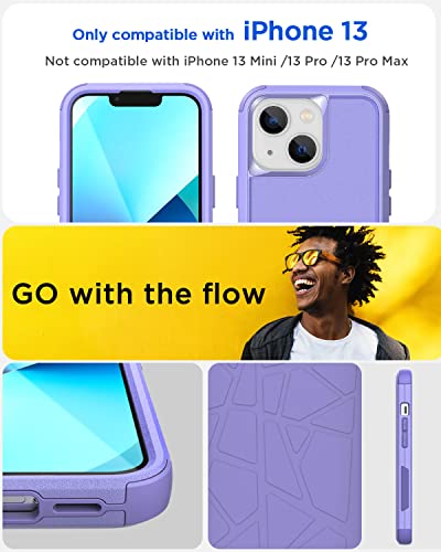 AICase Rugged Case for iPhone 13,Heavy Duty 3-Layer Pocket-Friendly Durable Military Grade Protection Shockproof/Drop Proof Protective Cover for iPhone 13 6.1 inch_4 Purple - color: Purple