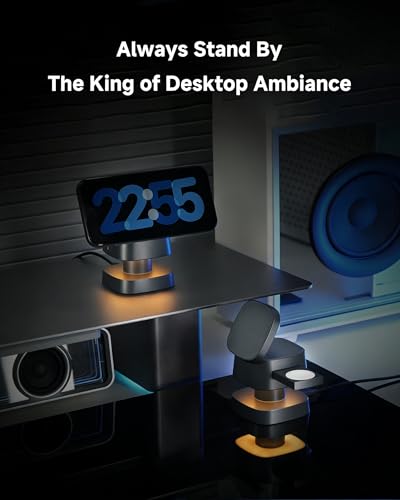 4-in-1 Wireless Charging Station, 15W Fast Charging - color: BLACK