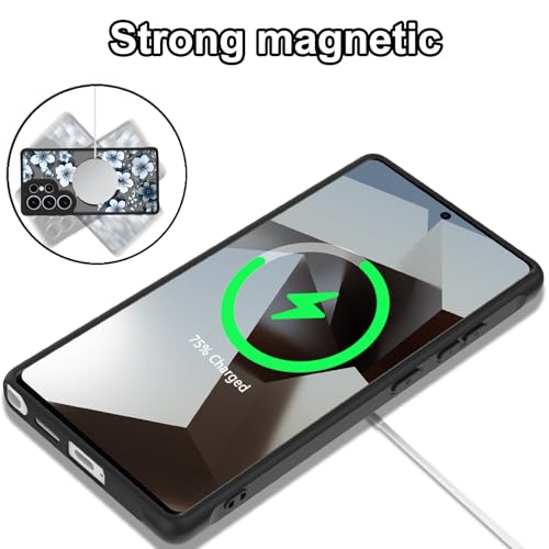 Magnetic for Samsung Galaxy S25 Ultra Case,White Flower | Compatible with MagSafe,Cute Fashion Translucent Matte Hard Back Shockproof Anti-Scratch Phone Case-Ink Flower - color: Ink Flower, size: Samsung Galaxy S25 Ultra