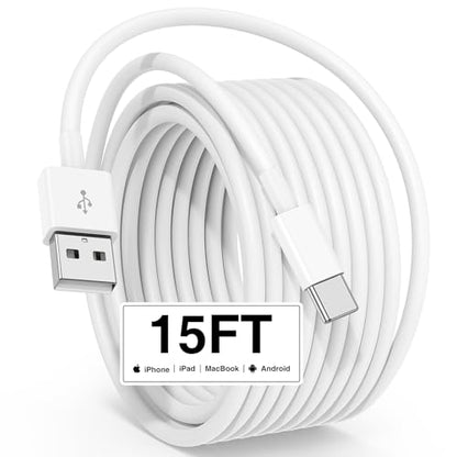 Cabepow 15FT USB C Cable, Extra Long USB A to USB C Cable Fast Charging - color: White, size: 15ft-(A-C)