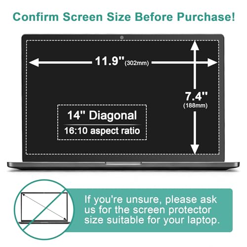 2-Pack 14 Inch 16:10 Laptop Anti Blue Light Screen Protector, Matte Anti Glare Film UV Blocking Protector Compatible with 14''(1920x1200P) HP, Acer, Asus, Lenovo, Dell, Samsung, Thinkpad - size: 14 inch 16:10 laptops