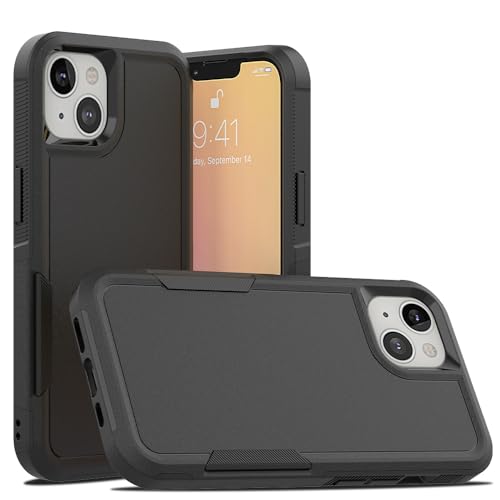 Heavy‑Duty Rugged Anti‑Drop Shockproof Protective Phone Case for iPhone 14/13, Durable Protective Shell, Black - color: Black, size: iPhone 14/13