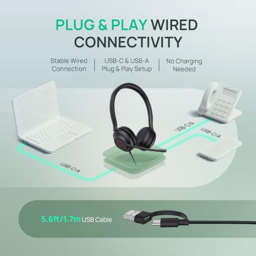 Yealink UH35 2nd Gen Wired Headset, USB-C/A,AI Noise Canceling Mic,HD Audio - color: UH35 2nd USB-C/A, size: Mono-Ear (Teams)