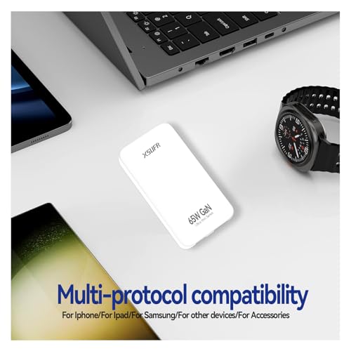65W Flat USB c Wall Charger,Folding Travel Dual Port USB Wall Charger, for Laptops, Tablets, Phones, Black (White-New) - color: White-No Cable