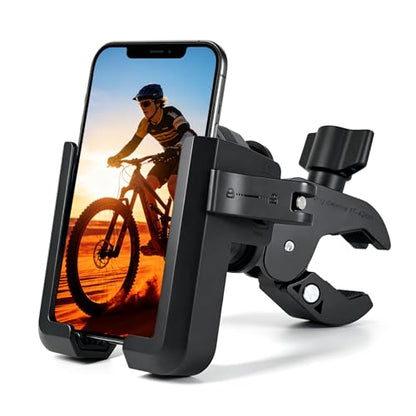Anti-Vibration Bike Phone Holder for Rearview Mirror & Handlebar[Camera Friendly],Shockproof Motorcycle Phone Mount with Quick Lock, Fit iPhone & All Android Phone for Electric Scooter/E-Bike