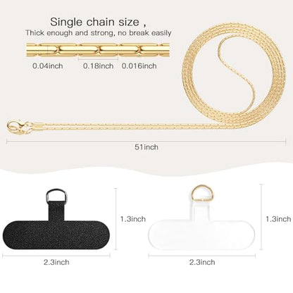 UnnFiko 2pcs Crossbody Cell Phone Lanyard for Women, Universal Metal Phone Chain Strap Crossbody with Phone Tether Tab (Gold & Silver) - color: Silver & Gold