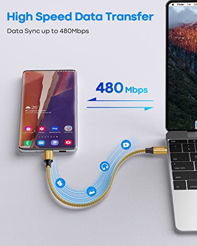 etguuds USB C to USB C Cable 1ft, 2-Pack 60W C to C Cable Fast Charging - color: Gold, size: 1ft