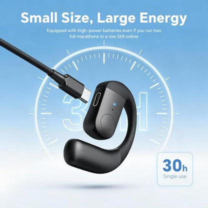 Single Bluetooth One Ear Earbud Open Ear Bud Air Conduction Earbud Earless Out of Ear Headphones Bluetooth Wireless Earpiece with Earhook OWS Open Ear Bud Wireless Ear Hanging Bluetooth Headset - color: Blue