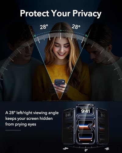 ESR 3 Pack for iPhone 17 Pro Privacy Screen Protector, Armorite | 7X Impact Absorption, 9H+ Tempered Glass, Anti-Spy, Easy One-Pull Installation, UltraFit Tray, Full-Coverage Protection - size: iPhone 17 Pro 6.3 inch