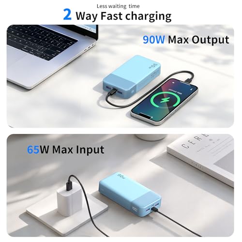 NOBIS 90W Portable Charger 20000mAh Laptop Power Bank Fast Charging - color: Blue