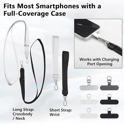 2 Set Phone Lanyard Set with 6 Patches Adjustable Lanyard Wrist Straps
