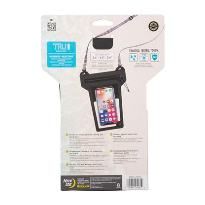 Nite IZE Runoff Waterproof Phone Pouch with Lanyard and TRU Zip - Waterproof Universal Cell Phone Pouch - Durable Beach & Poolside Accessories - Charcoal - color: Charcoal